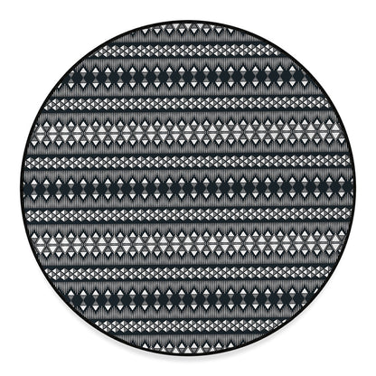 Black And White Tribal Geometric Print Round Floor Mat