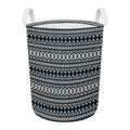 Black And White Tribal Geometric Print Round Laundry Basket