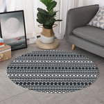 Black And White Tribal Geometric Print Round Rug
