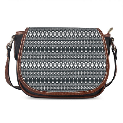 Black And White Tribal Geometric Print Saddle Bag