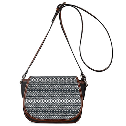 Black And White Tribal Geometric Print Saddle Bag