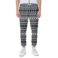 Black And White Tribal Geometric Print Joggers