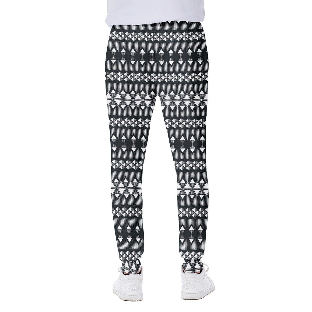 Black And White Tribal Geometric Print Scuba Joggers