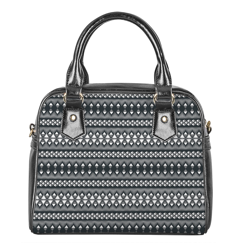 Black And White Tribal Geometric Print Shoulder Handbag