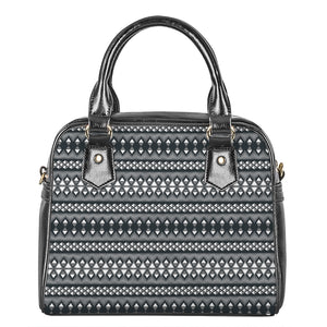 Black And White Tribal Geometric Print Shoulder Handbag