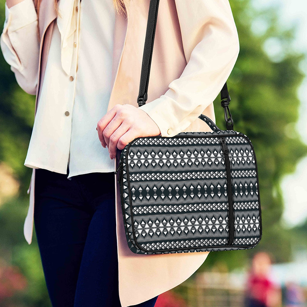 Black And White Tribal Geometric Print Shoulder Strap Bible Bag