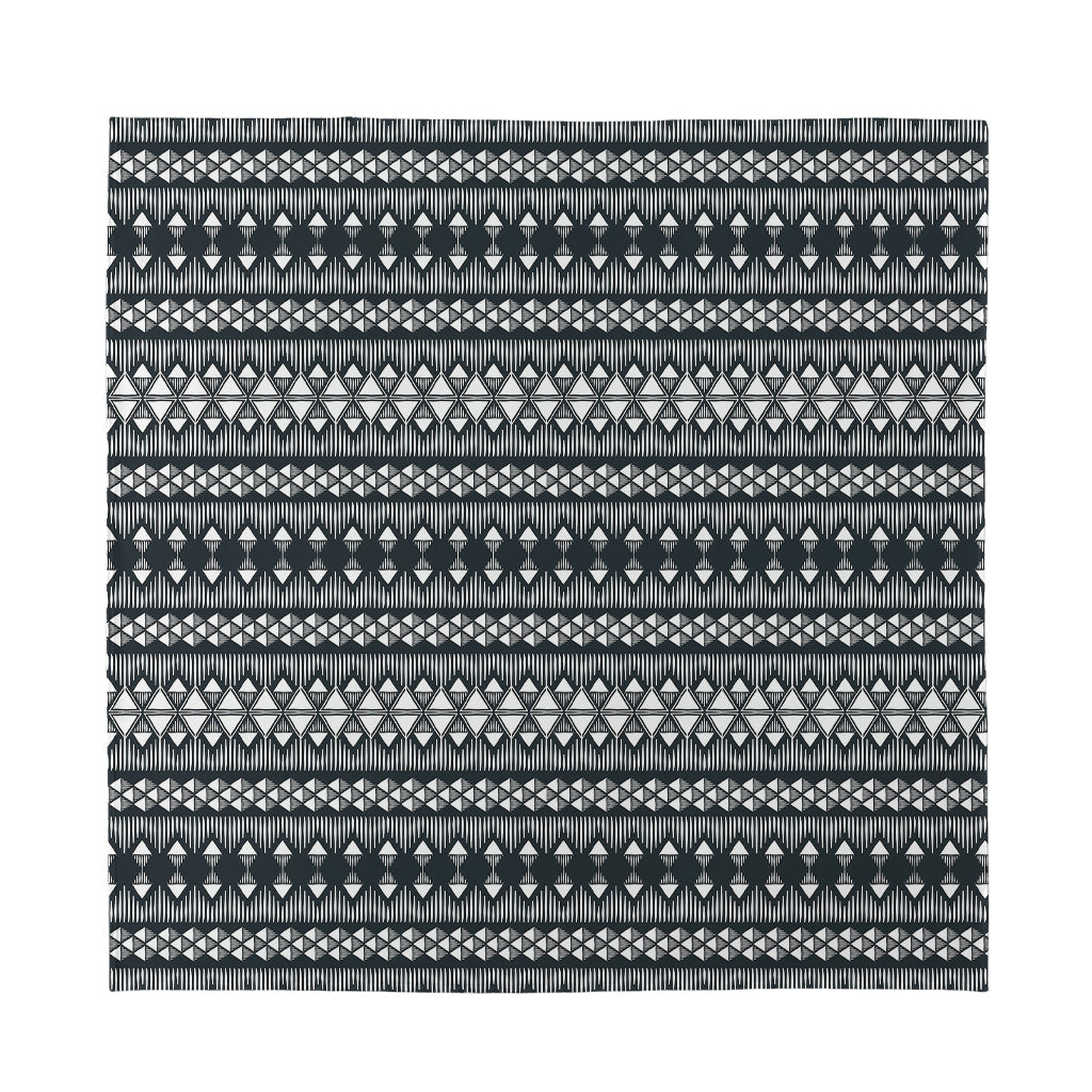 Black And White Tribal Geometric Print Silk Bandana