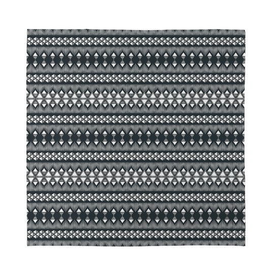 Black And White Tribal Geometric Print Silk Bandana