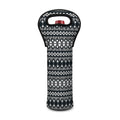 Black And White Tribal Geometric Print Single Neoprene Wine Tote