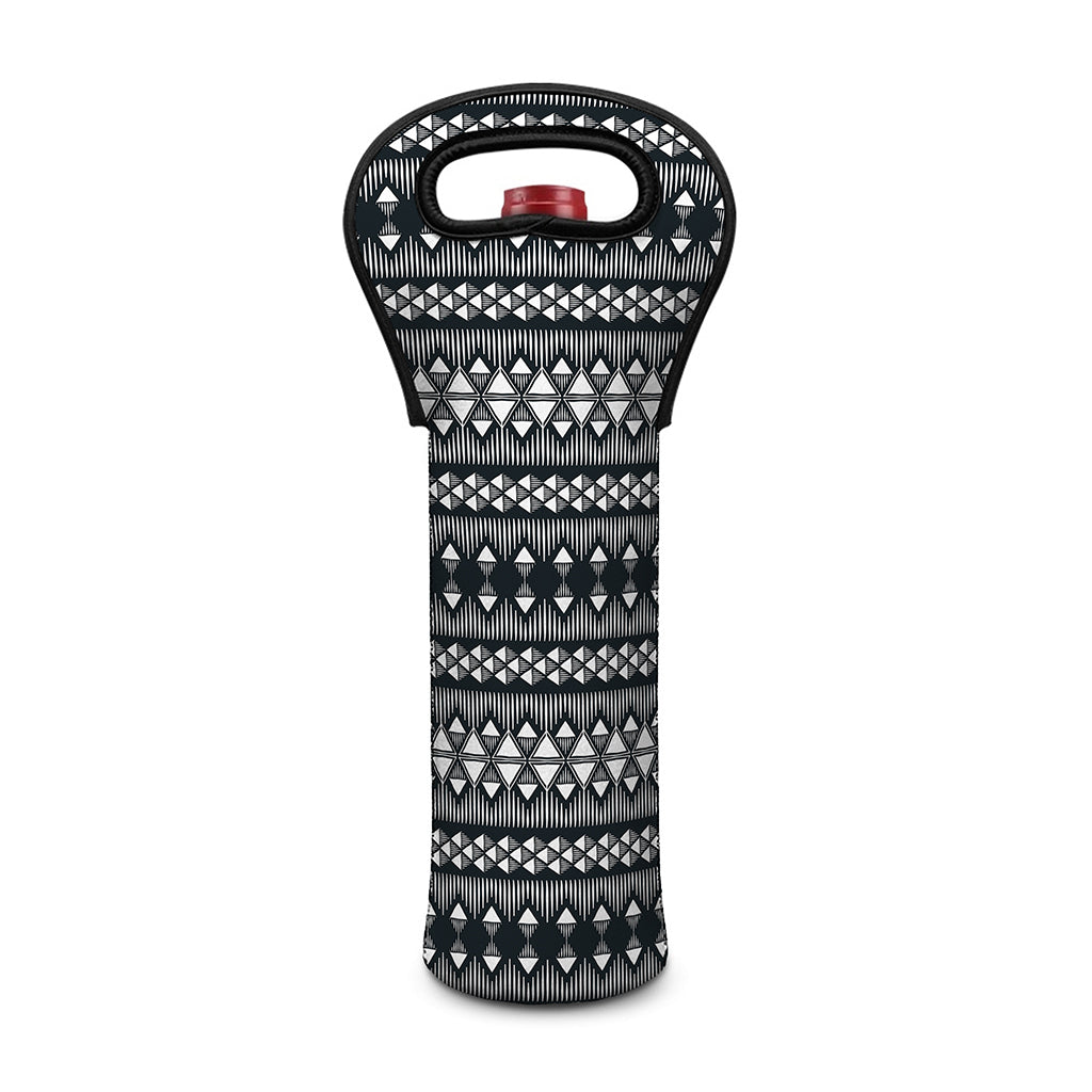 Black And White Tribal Geometric Print Single Neoprene Wine Tote