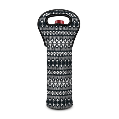Black And White Tribal Geometric Print Single Neoprene Wine Tote