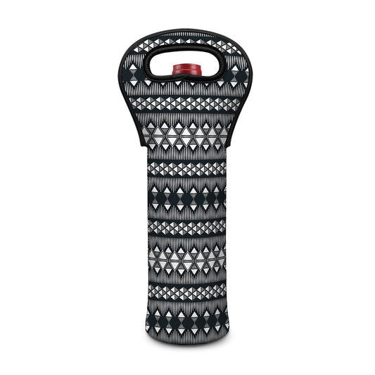Black And White Tribal Geometric Print Single Neoprene Wine Tote