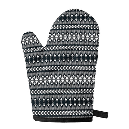 Black And White Tribal Geometric Print Single Oven Mitt