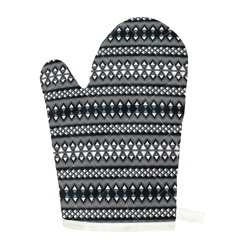 Black And White Tribal Geometric Print Single Oven Mitt