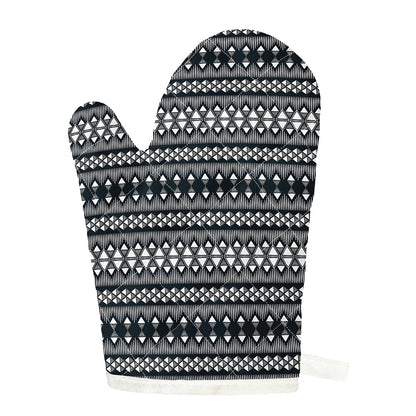 Black And White Tribal Geometric Print Single Oven Mitt