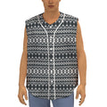 Black And White Tribal Geometric Print Sleeveless Baseball Jersey