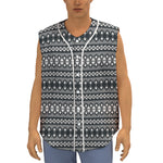 Black And White Tribal Geometric Print Sleeveless Baseball Jersey