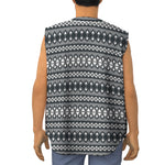 Black And White Tribal Geometric Print Sleeveless Baseball Jersey