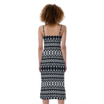 Black And White Tribal Geometric Print Slim Fit Midi Cami Dress