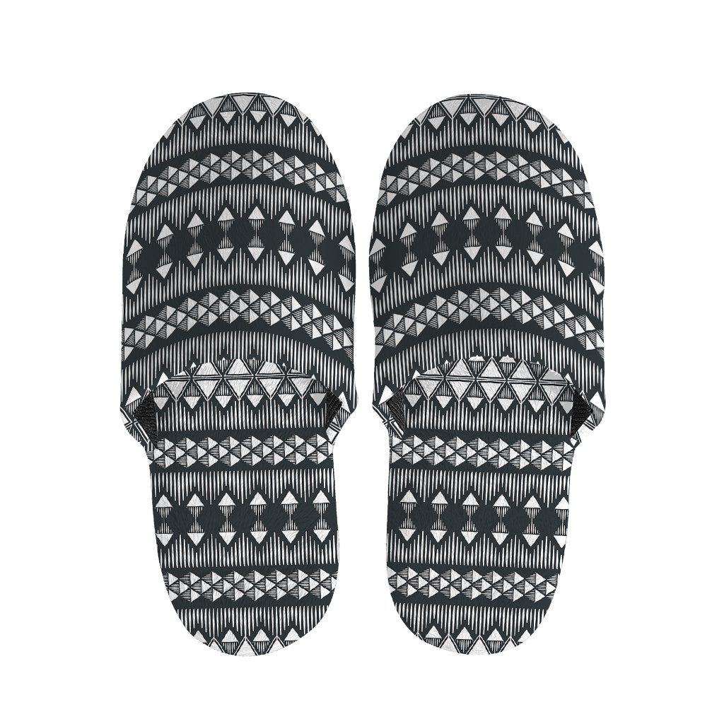 Black And White Tribal Geometric Print Slippers