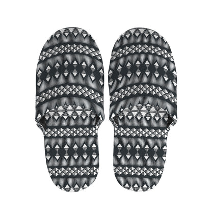 Black And White Tribal Geometric Print Slippers
