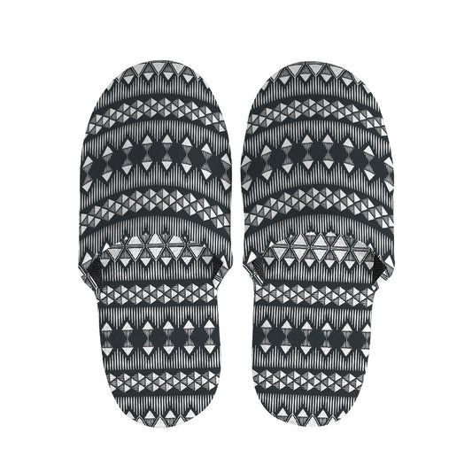 Black And White Tribal Geometric Print Slippers