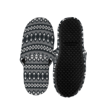 Black And White Tribal Geometric Print Slippers