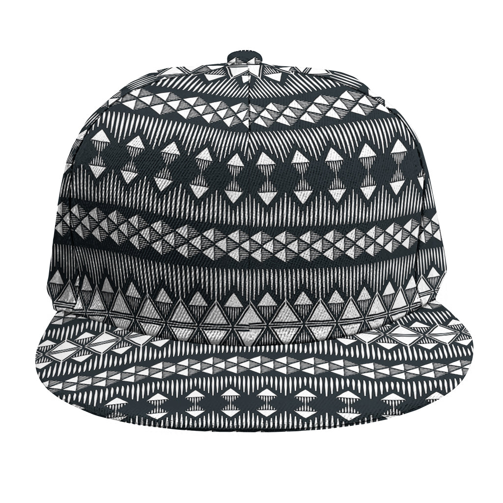 Black And White Tribal Geometric Print Snapback Cap