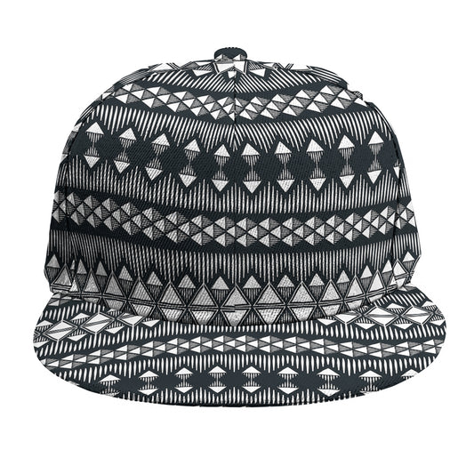 Black And White Tribal Geometric Print Snapback Cap