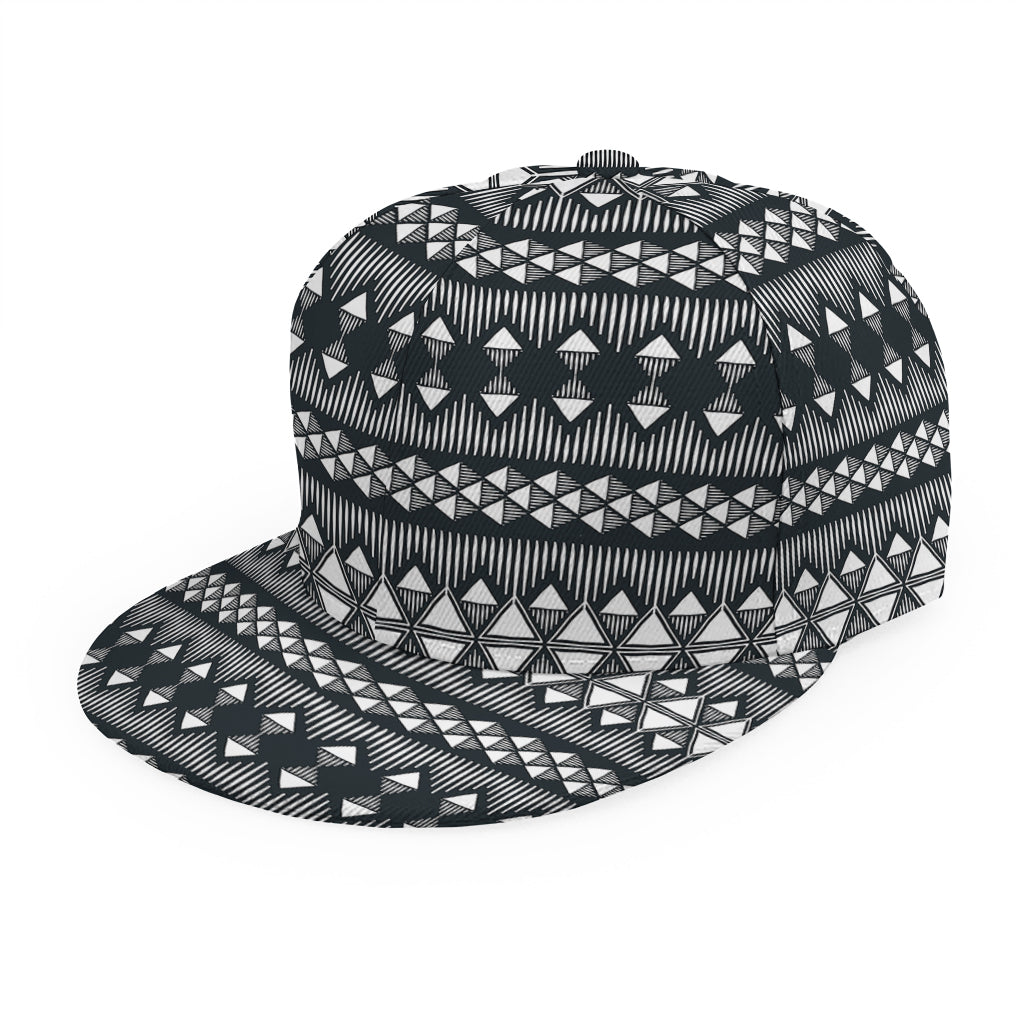 Black And White Tribal Geometric Print Snapback Cap