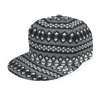 Black And White Tribal Geometric Print Snapback Cap