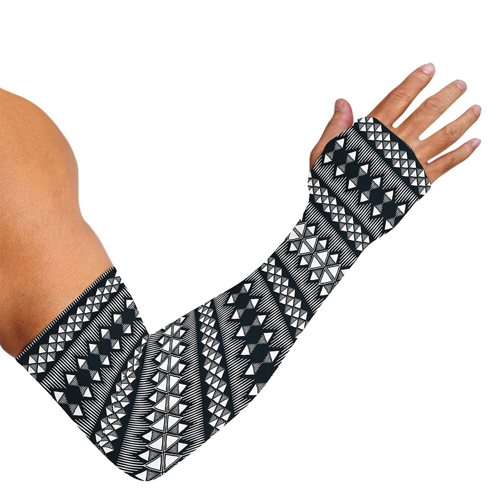 Black And White Tribal Geometric Print Sun Protection Arm Sleeves