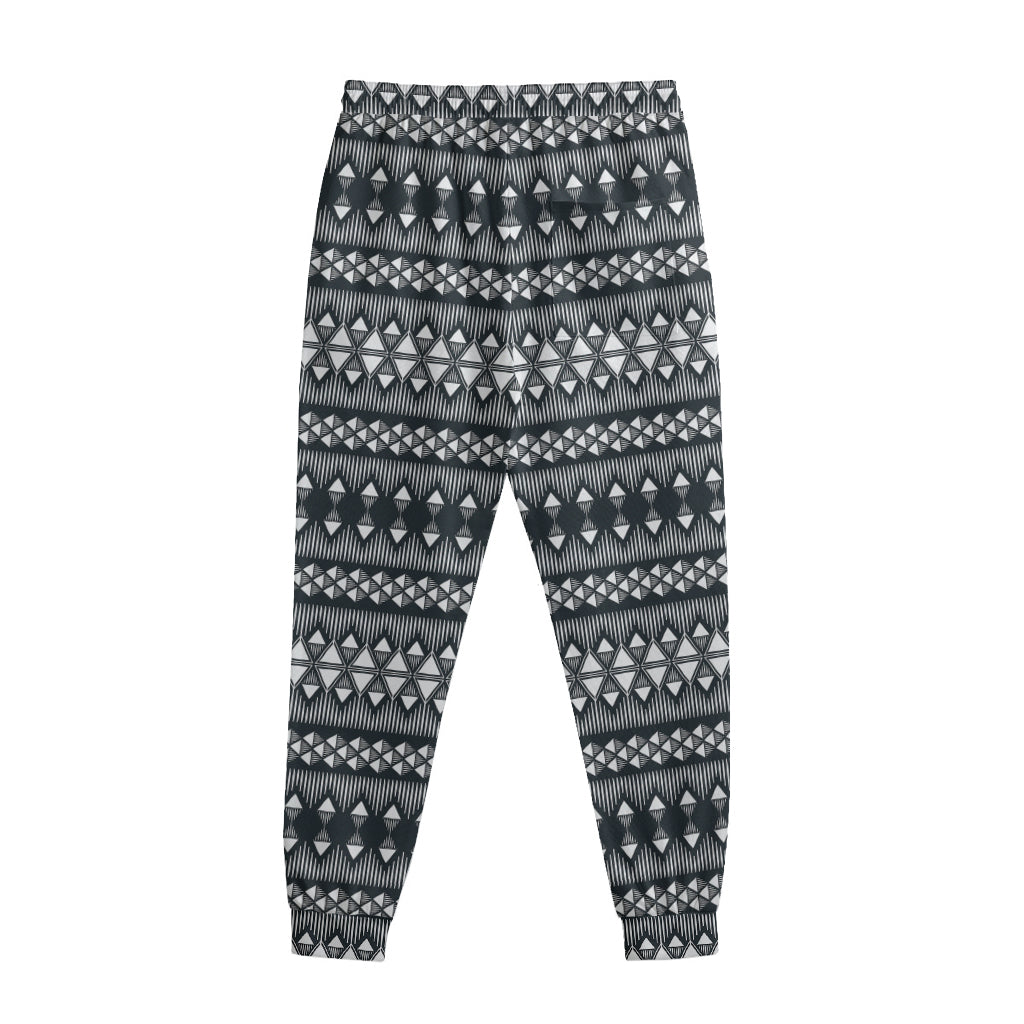 Black And White Tribal Geometric Print Sweatpants