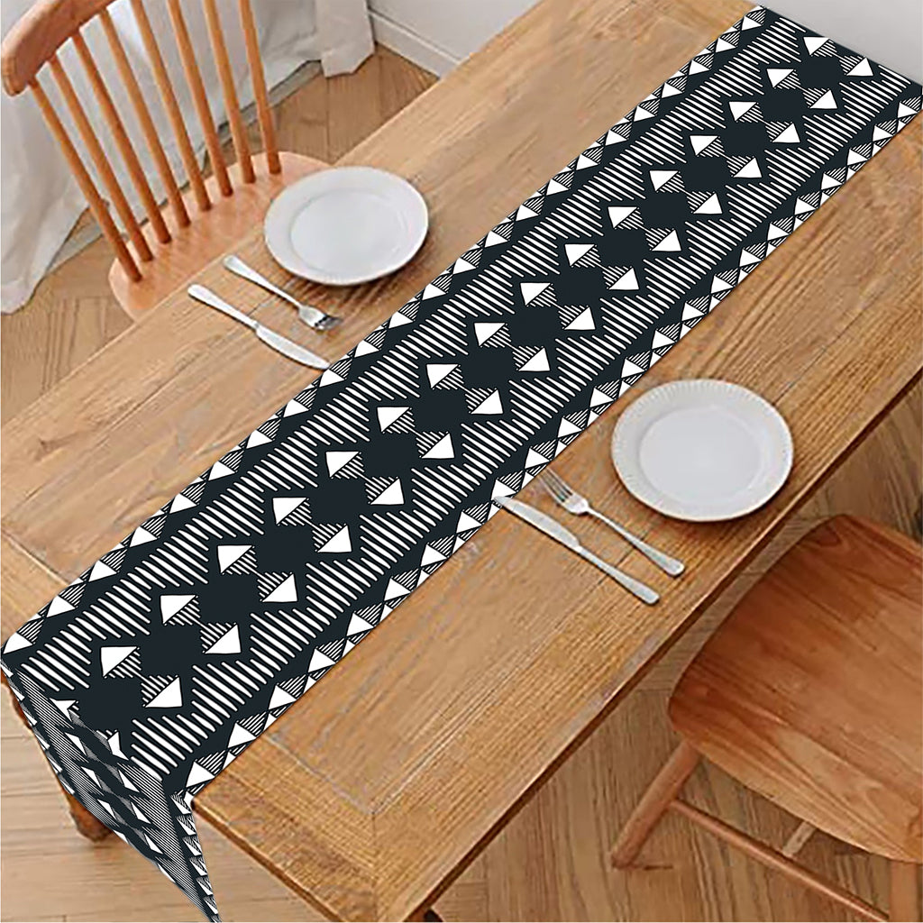 Black And White Tribal Geometric Print Table Runner