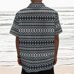 Black And White Tribal Geometric Print Textured Short Sleeve Shirt