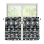 Black And White Tribal Geometric Print Tier Curtains