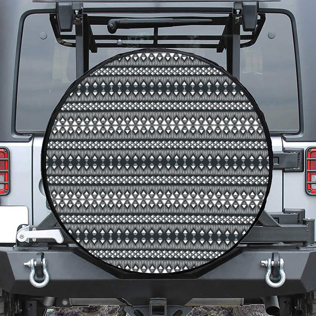 Black And White Tribal Geometric Print Tire Cover