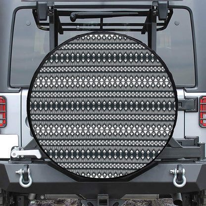 Black And White Tribal Geometric Print Tire Cover