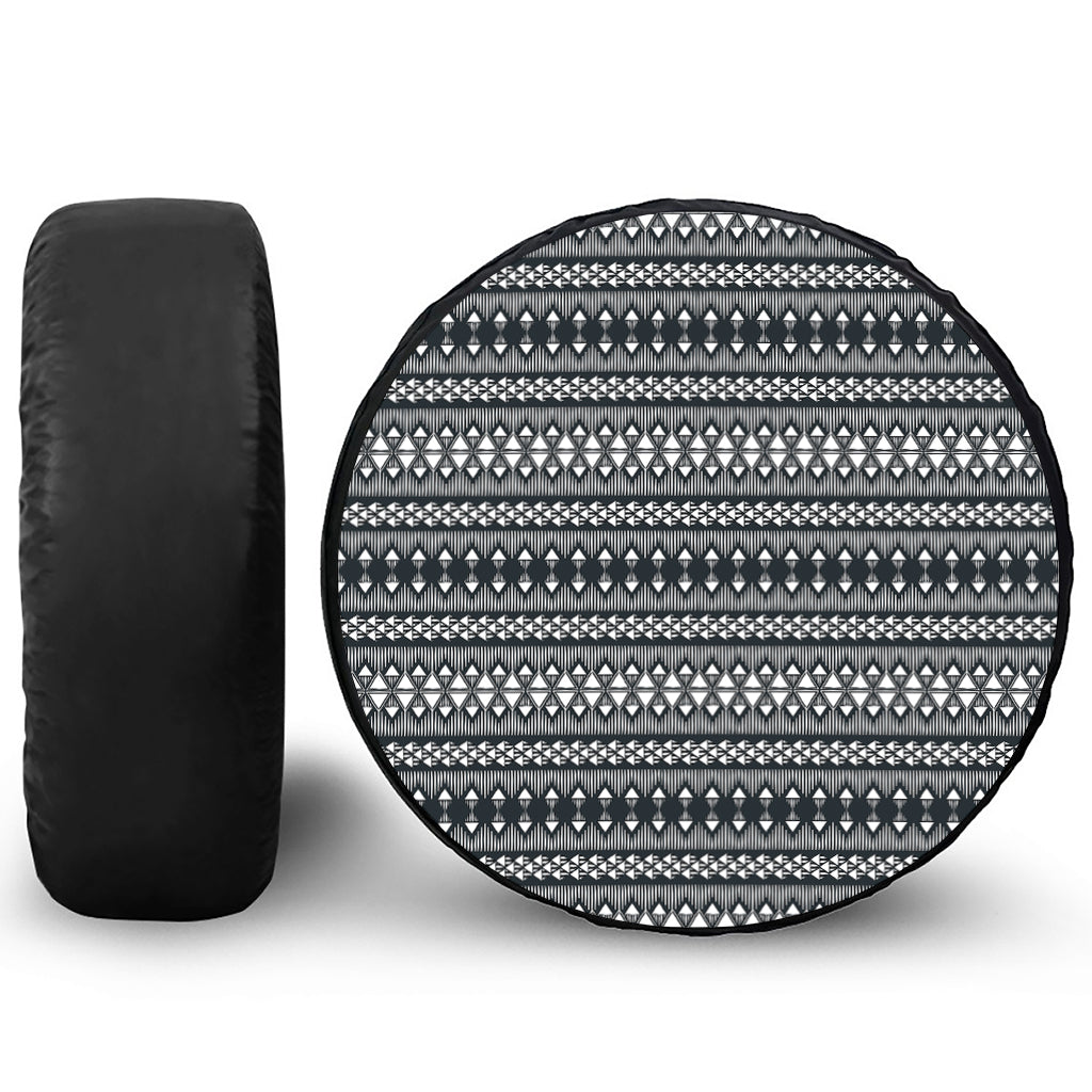 Black And White Tribal Geometric Print Tire Cover