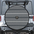 Black And White Tribal Geometric Print Tire Cover With Camera Hole