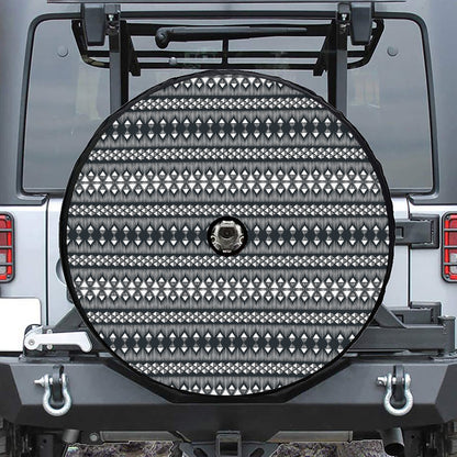 Black And White Tribal Geometric Print Tire Cover With Camera Hole
