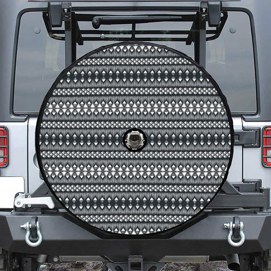 Black And White Tribal Geometric Print Tire Cover With Camera Hole