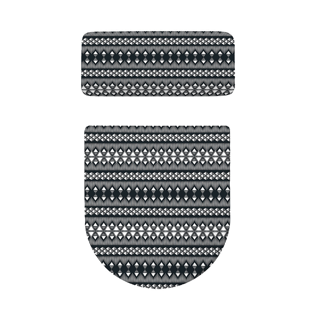 Black And White Tribal Geometric Print Toilet Lid And Tank Cover Set