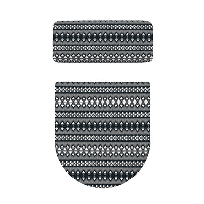 Black And White Tribal Geometric Print Toilet Lid And Tank Cover Set