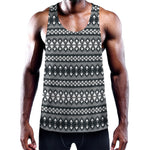 Black And White Tribal Geometric Print Training Tank Top