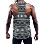 Black And White Tribal Geometric Print Training Tank Top