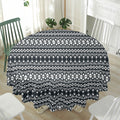 Black And White Tribal Geometric Print Waterproof Round Tablecloth