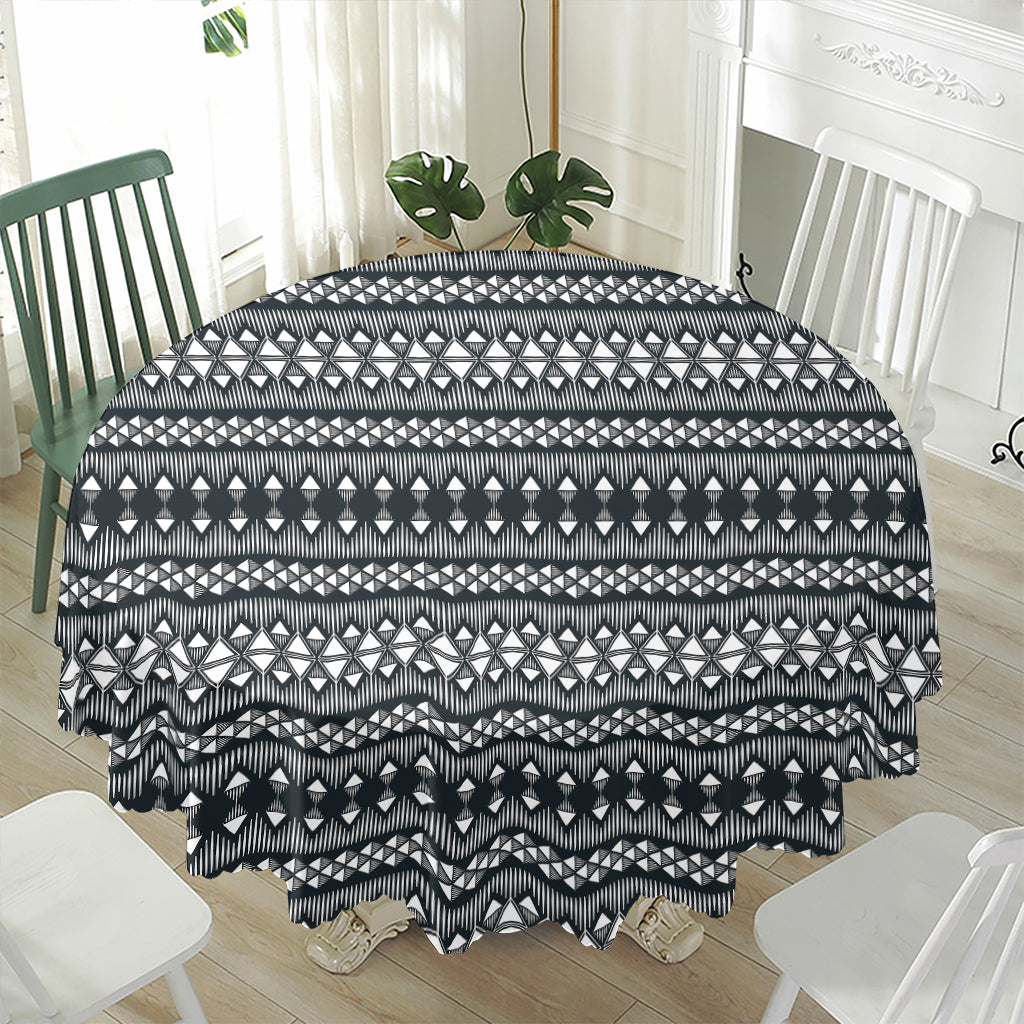 Black And White Tribal Geometric Print Waterproof Round Tablecloth