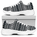 Black And White Tribal Geometric Print White Chunky Shoes