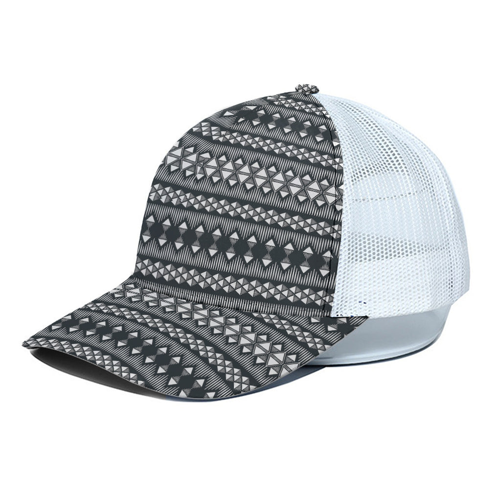 Black And White Tribal Geometric Print White Mesh Trucker Cap